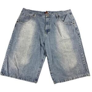 Vtg Y2K Raw Blue Skater Shorts Mens 44 Baggy Denim 16” Inseam Grunge Wide Leg